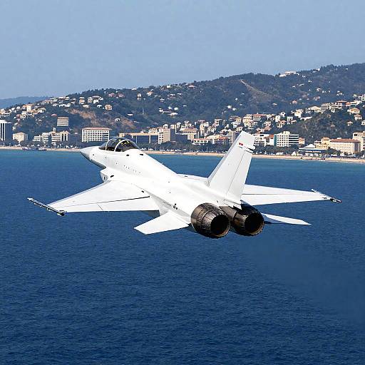 Modern Jet Over Vibrant Ocean