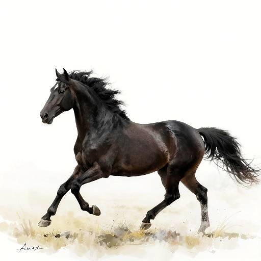 Ethereal Black Horse Galloping