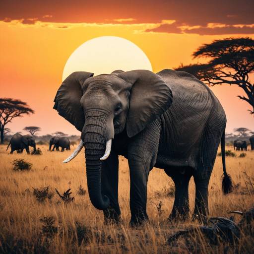 Majestic African Elephant at Sunset