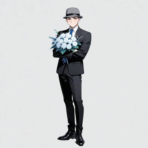 Freckled Man in Formal Attire with Bouquet Freckled Man in Formal Attire with Bouquet