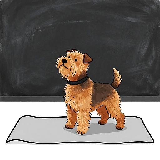 Chalk Art Terrier Begging on Yoga Mat