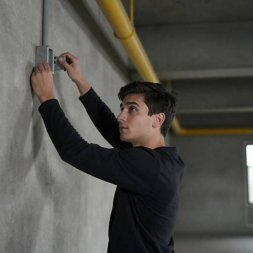 Intense Young Man in Industrial Setting
