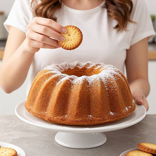 Woman with Bundt Cake in Kitchen