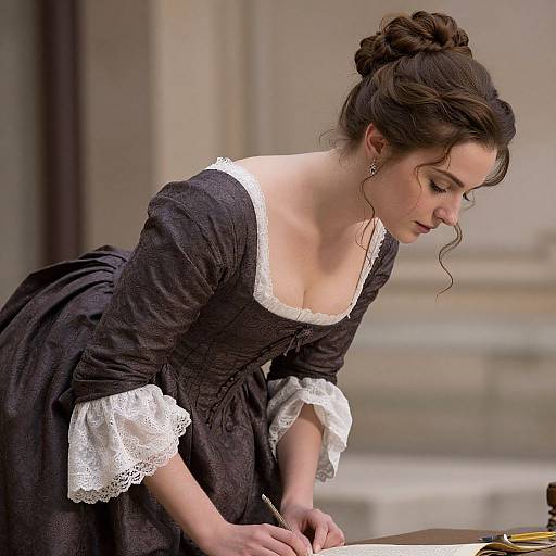 Realistic Woman in Historical Dress Curtsy