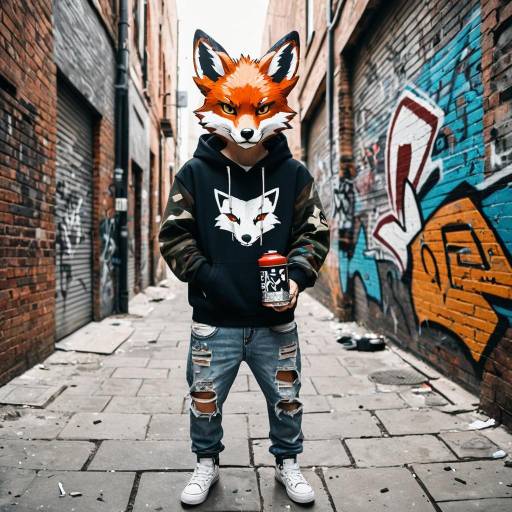 Urban Fox Street Artist in Alleyway