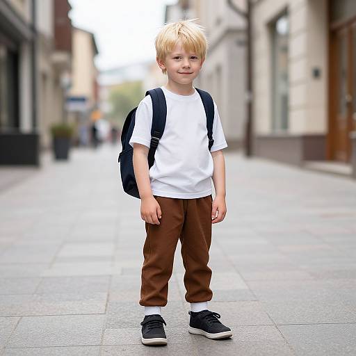 Blond Boy in Sven Costume Urban Scene