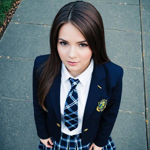 Teen Girl in School Uniform Overhead Shot
