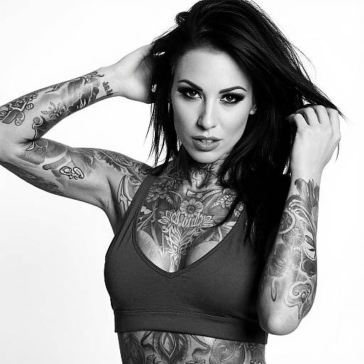 Dramatic Black-and-White Tattoo Portrait