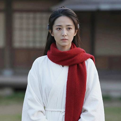 Woman Ord: White Robe with Red Scarf