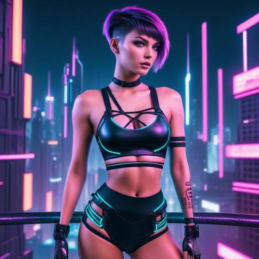Cyberpunk Rebel in Neon Cityscape