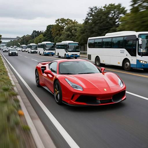Wide-Angle View of Red Sportscar