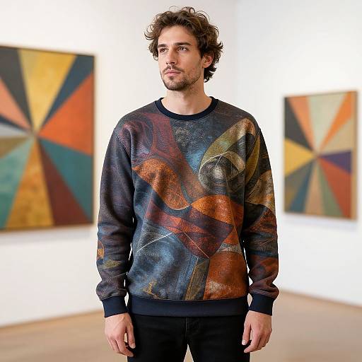 European Man in Graphic Sweatshirt