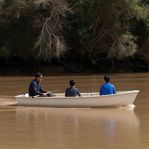 Three in a Boat on Muddy River