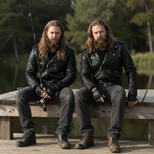 Intense Fishermen on a Wooden Dock