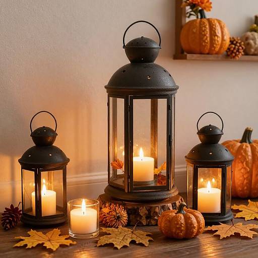 Autumn Lanterns and Pumpkin Fall Decor