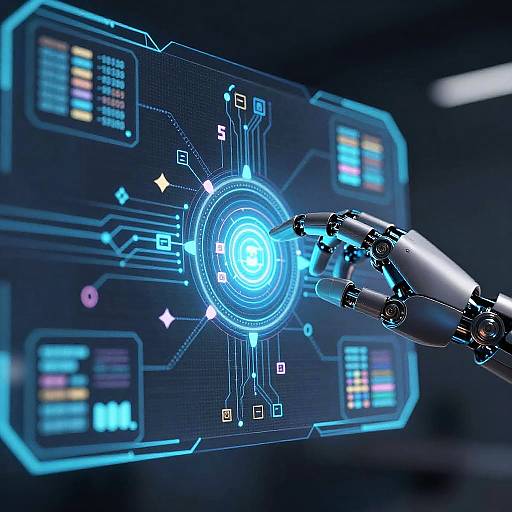 Futuristic AI Hand Manipulating Data