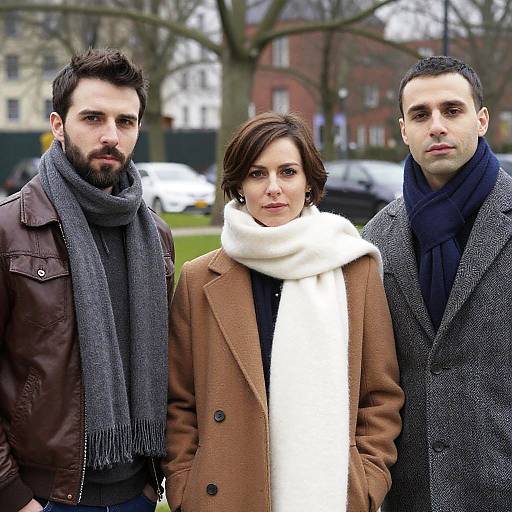 Three Friends in Urban Park Scene