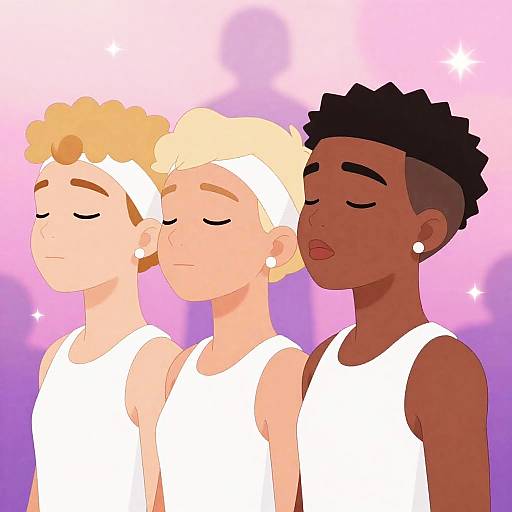 Dreamy Digital Animation of Three Figures