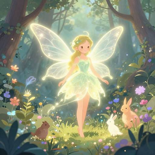 Whimsical Forest Fairy Character Art