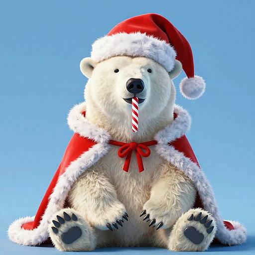 Festive Polar Bear and Cub Scene