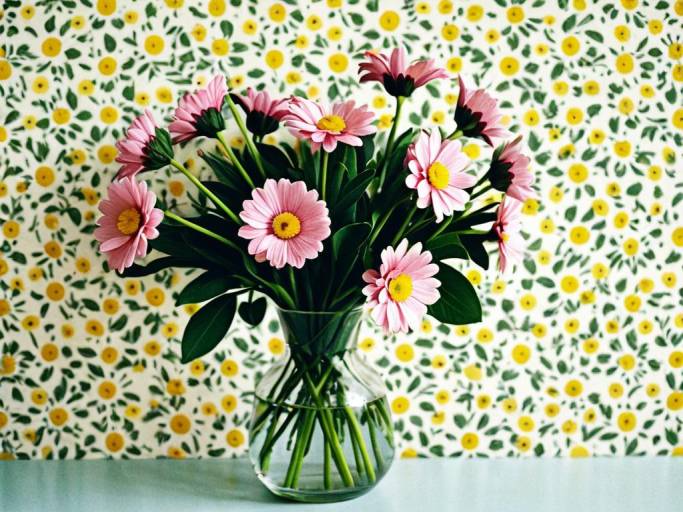 Charming Pink Flower Wallpaper Design