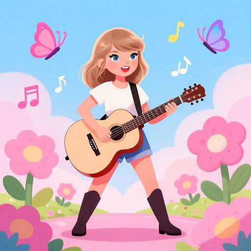 Taylor Swift Cartoon Guitar Wallpaper