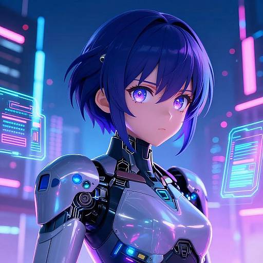 Futuristic Anime Cybernetic Character