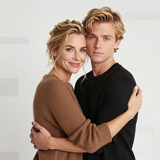 Couple Hugging with Warm Expressions