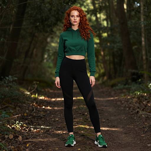 Confident Woman on Forest Path