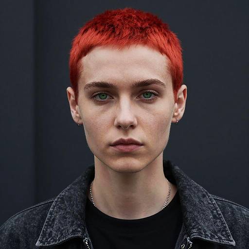 Urban Portrait of Red-Haired Buzz Cut
