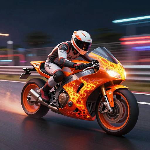 Futuristic Flame-Shaped Speeding Motorbike