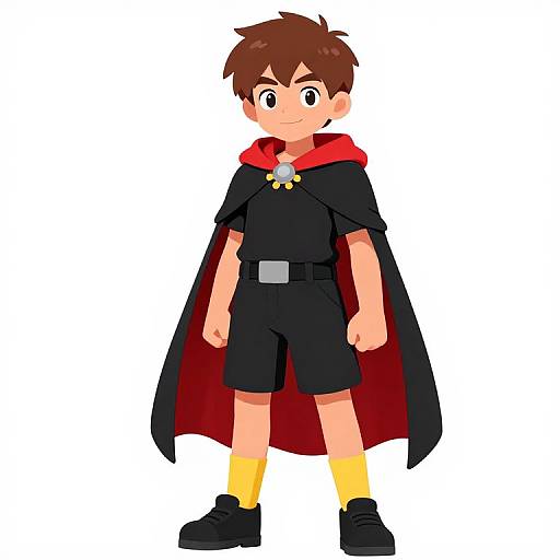 Boy in Black and Red Cape