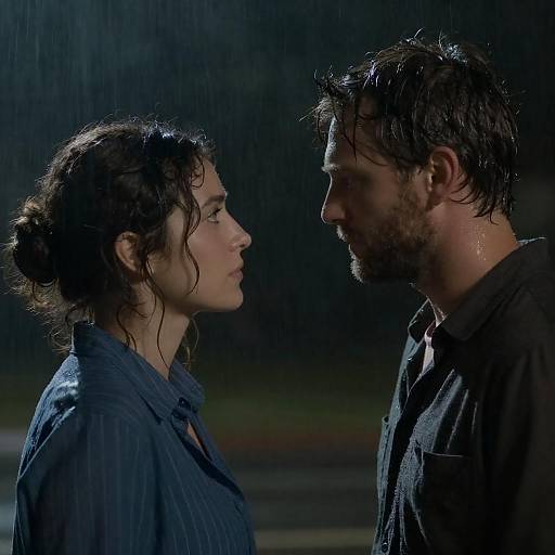 Rainy Night Intimate Couple Close-Up