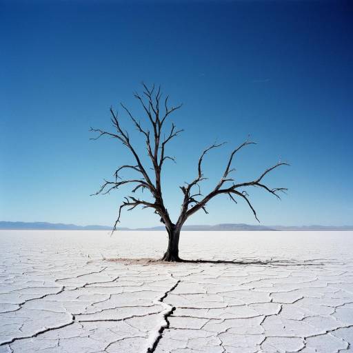 Dead Tree on Salt Flat Landscape