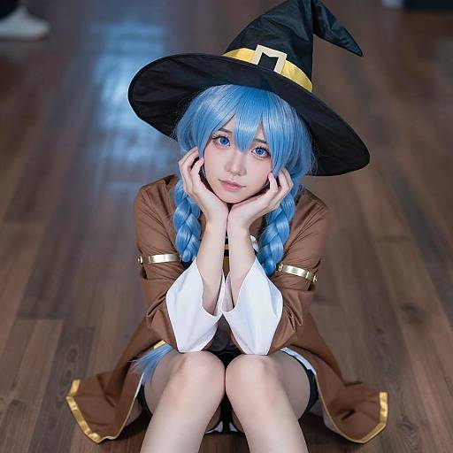 Cosplay Witch with Light Blue Braid