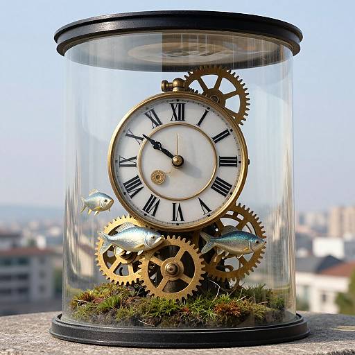 Vintage Clock in Cylindrical Enclosure