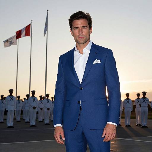 Confident Man in Royal Blue Suit