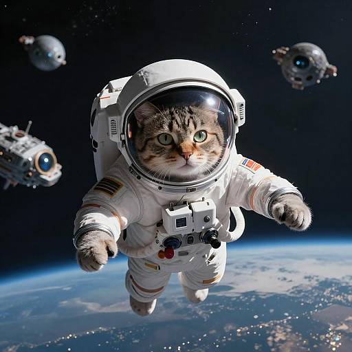 Melon Cat Astronaut in Space Helmet