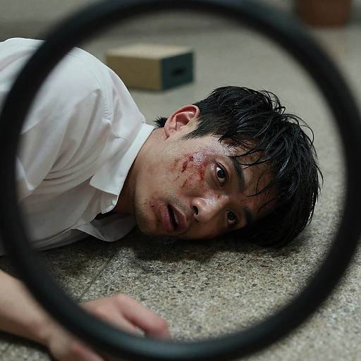 Shocked Man in Distress Through Lens