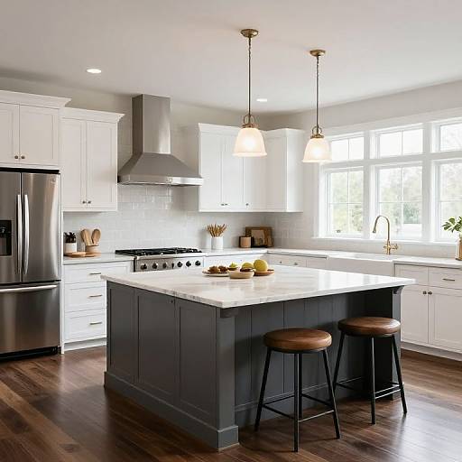 Modern Farmhouse Kitchen with Marble Island