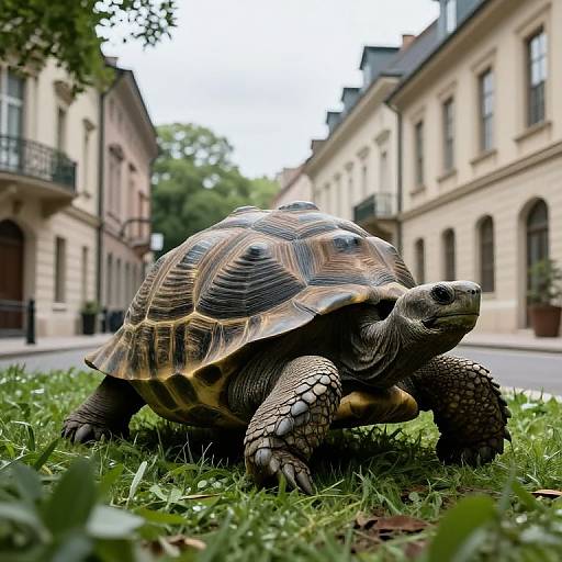 Surreal Tortoise in Classical Streetscape