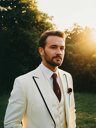 Man in Summer Wedding Outfit Outdoor Portrait