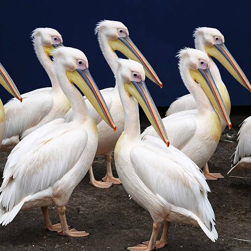 White Pelicans on Dark Surface