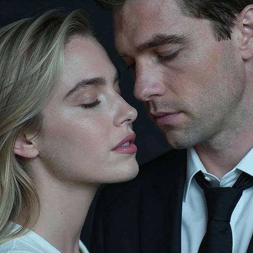 Intimate Close-Up of Couple in Blue Lighting