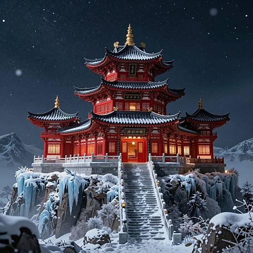 Ultra-High Res Asian Castle Nightscape