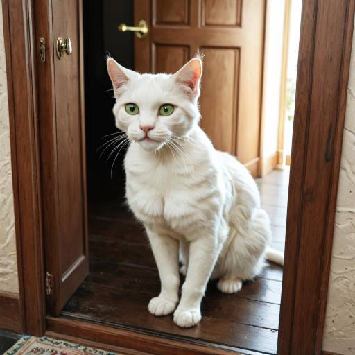 Playful White Cat in Soft Light Playful White Cat in Soft Light