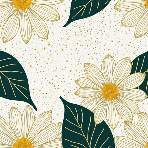 Luxury Floral Line Art with Golden Accents
