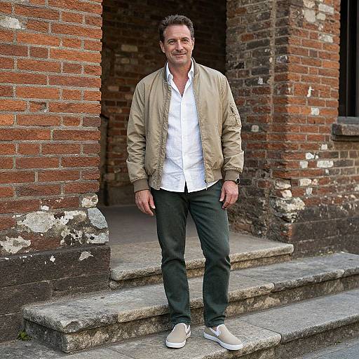 Confident Man in Casual Historic Setting