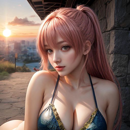 Playful Dragon Girl in Sunset Glow