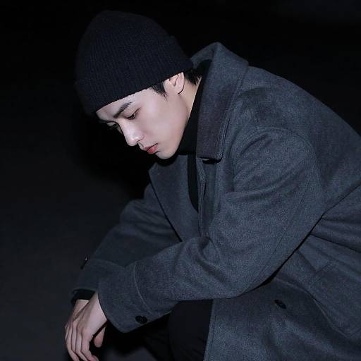 Moody Portrait of Young Man in Shadows